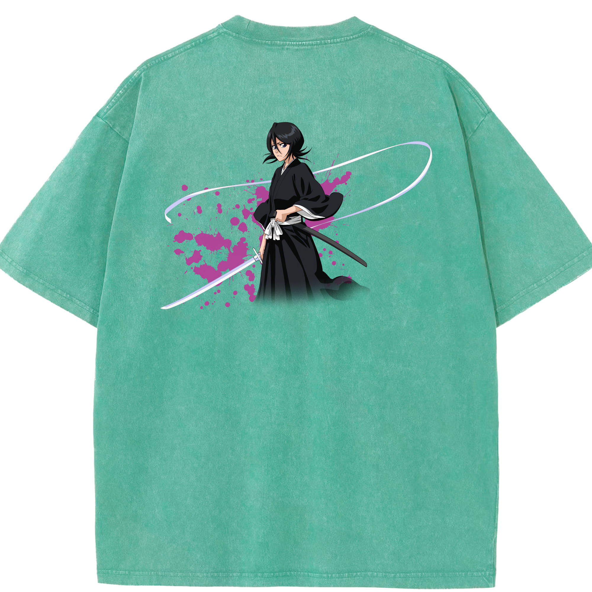 （画像用） ブリーチ 朽木ルキア BLEACH Kuchiki Rukia 綿100% ヴィンテージ風 半袖Tシャツ（背面プリント）